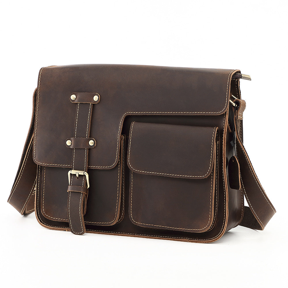 Men's Slouchy Leather Crazy Horse Computer Men's Messenger Bags