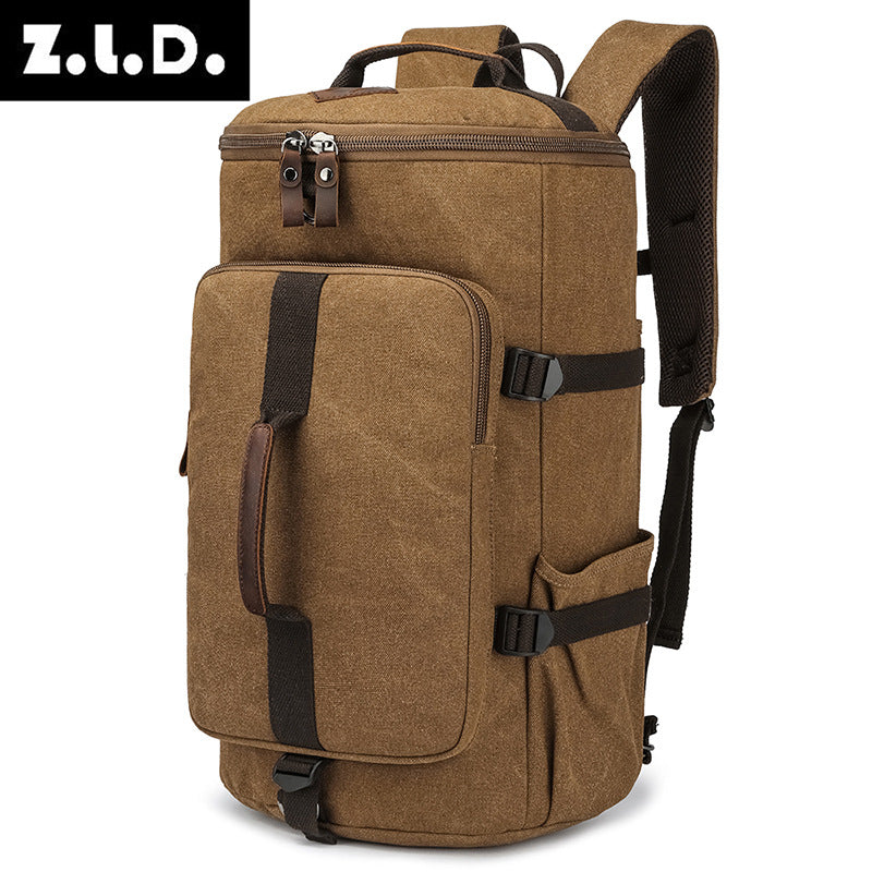 Retro Canvas Large Capacity Cylinder Unisex Backpacks