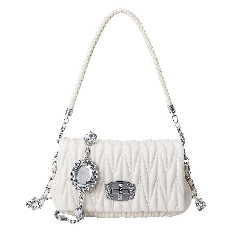 Women's Summer Rhinestone Pleated Chain High-grade Underarm Handbags