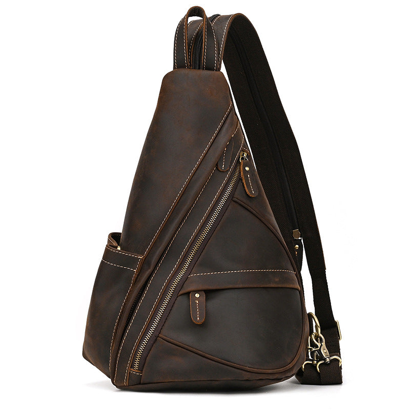 Men's Crazy Horse Leather Retro Top Layer Men's Chest Bags