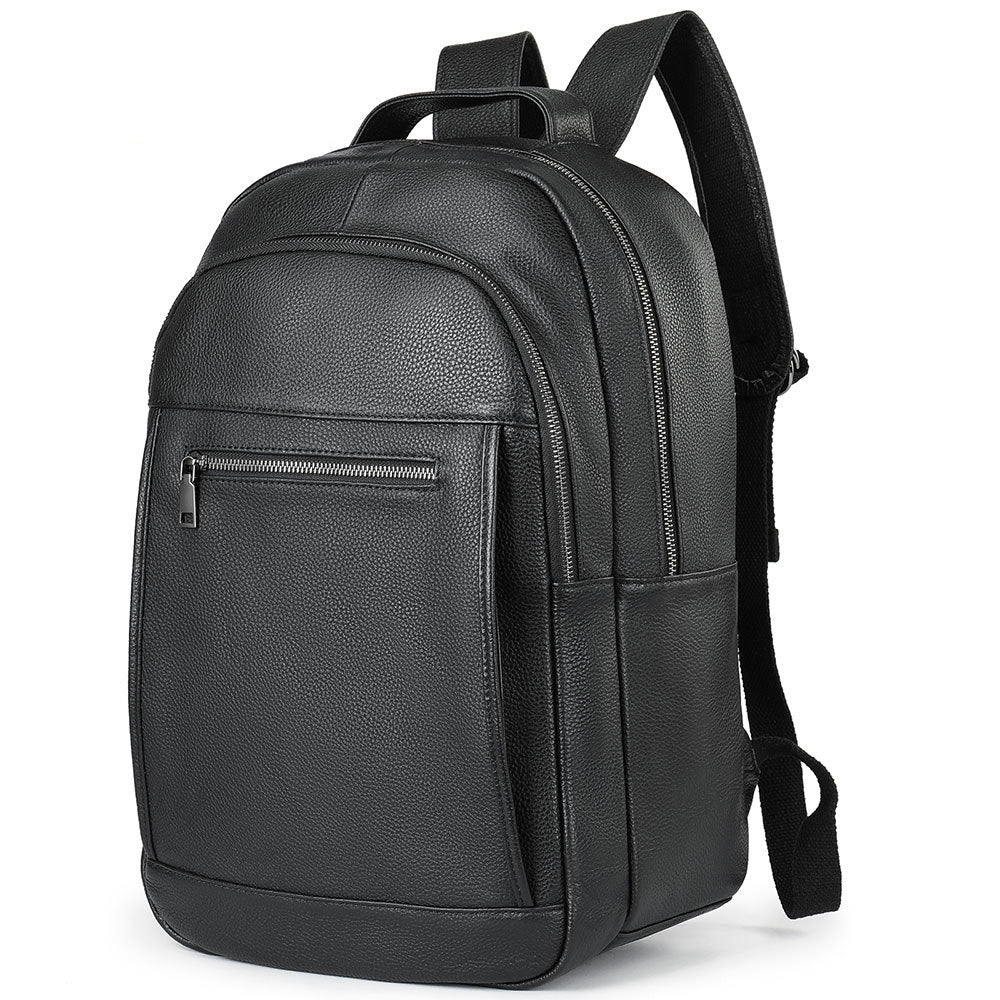 Men's First Layer Cowhide Black Trendy Cool Backpacks