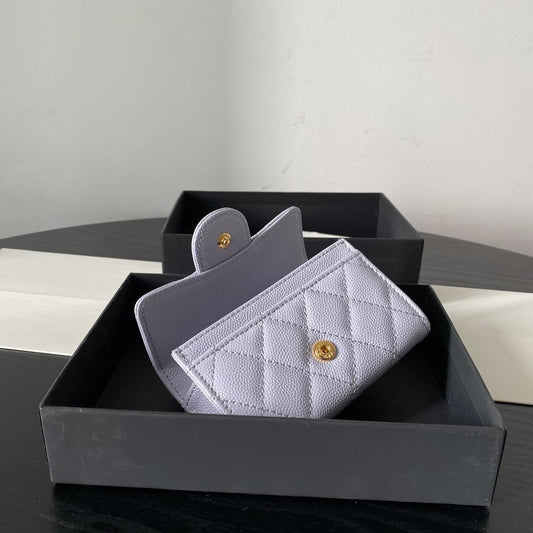 Women's Lychee Pattern Cowhide Classic Rhombus Flip Genuine Card Holder