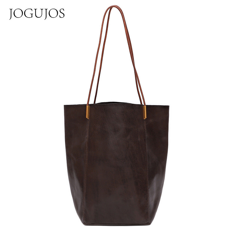 Women's Large Capacity Light Luxury Commuter Leather Tote Bags