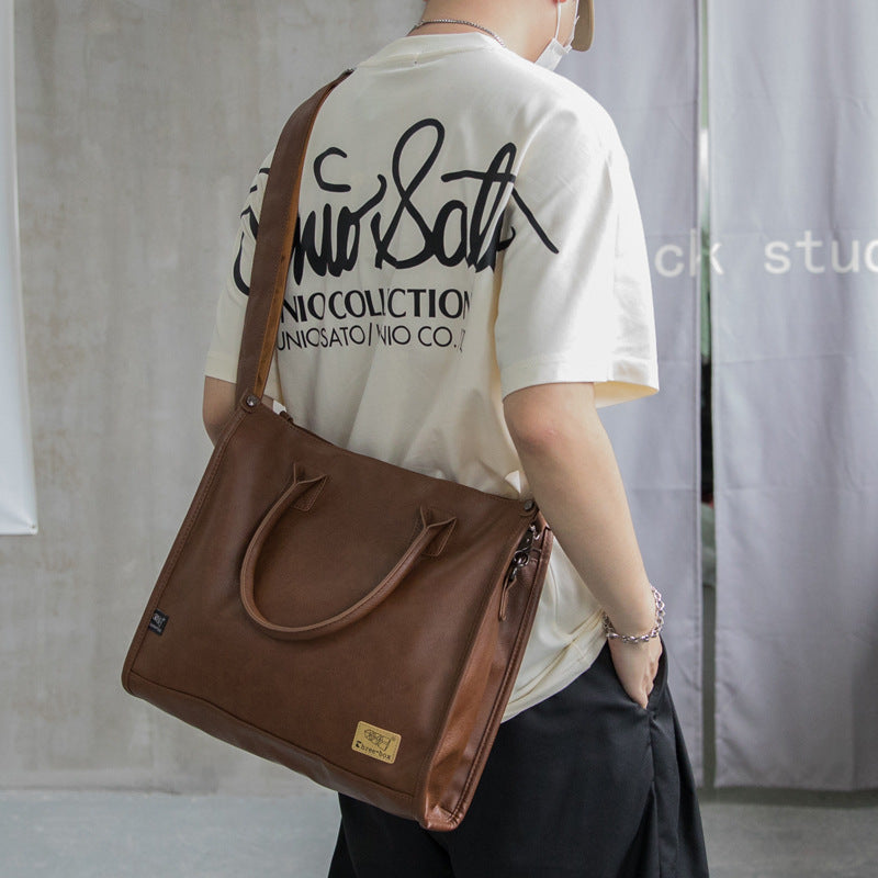 Men's Fashion Computer Retro Leather Large Capacity Men's Messenger Bags