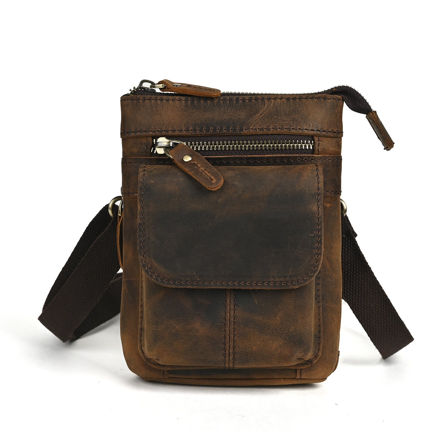 Men's Top Layer Crazy Horse Skin Cowhide Men's Chest Bags