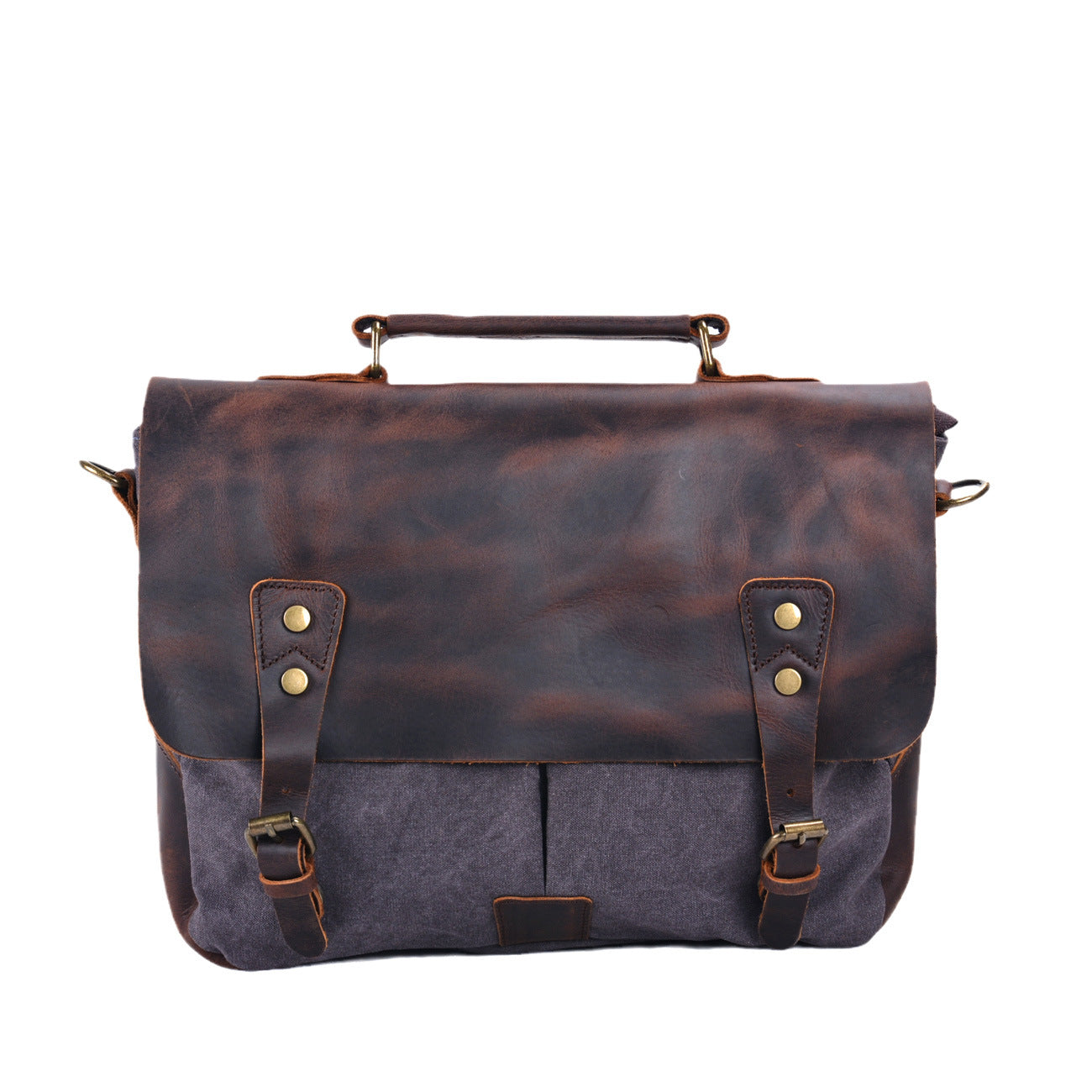 Men's Canvas Crazy Horse Leather Cross Retro Men's Messenger Bags