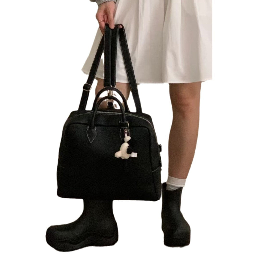 Women's Litchi Pattern First Layer Cowhide Commuter Backpacks
