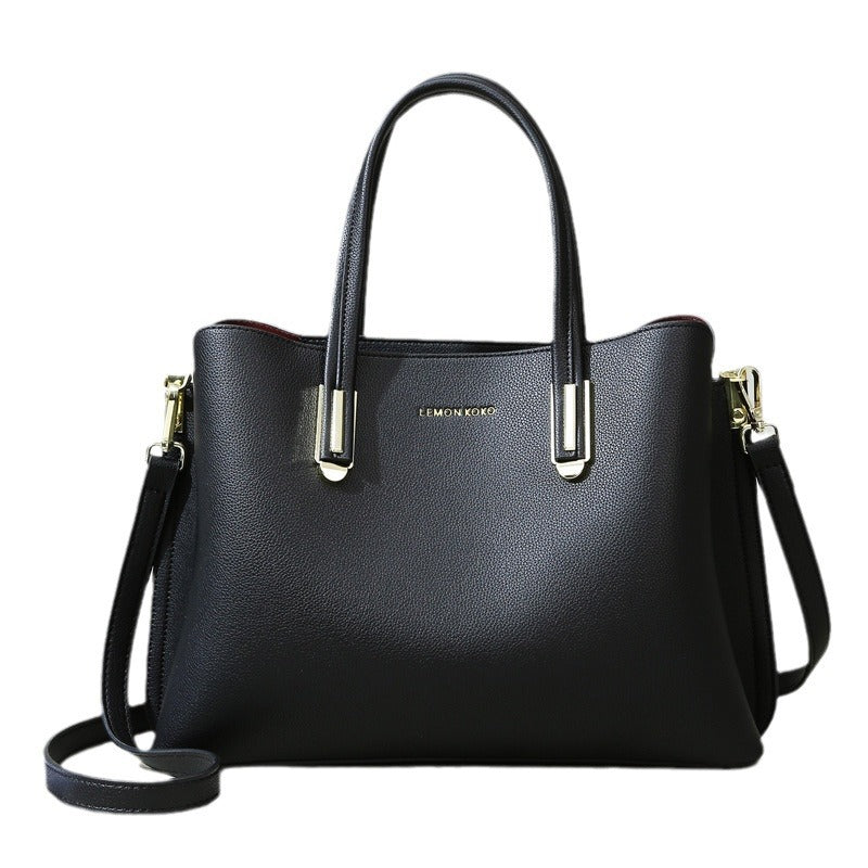 Women's High Sense Mother Fashion Soft Leather Simple Large Handbags
