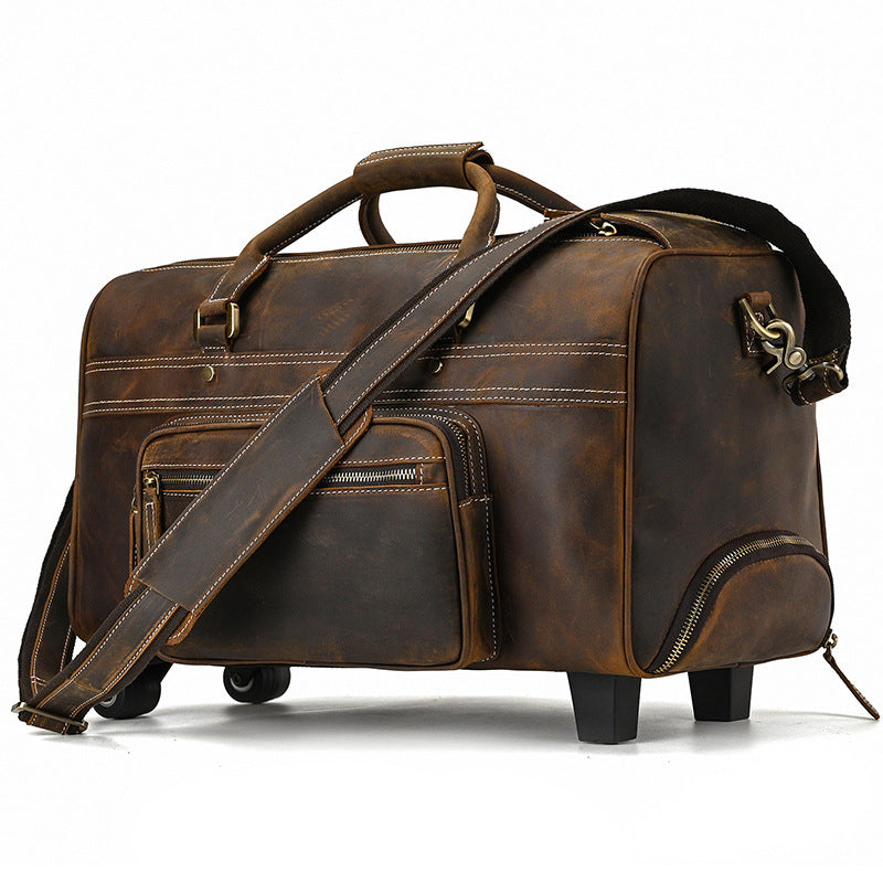 Men's Leather Retro Large Capacity Business Travel Bags