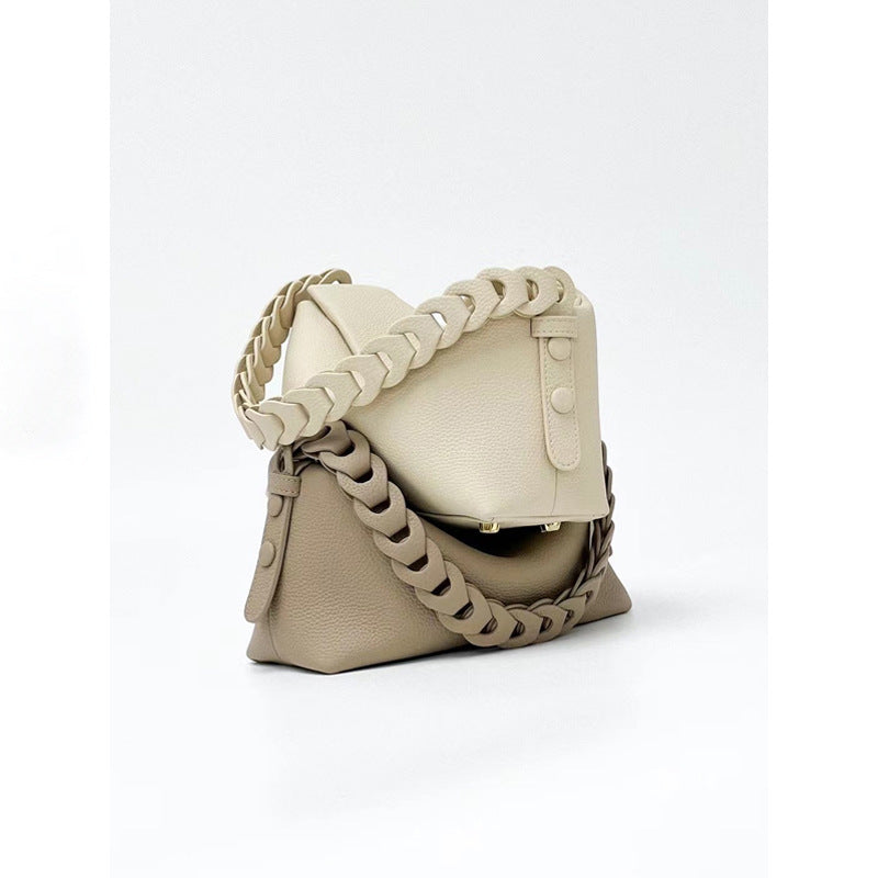 Women's First Layer Cowhide Underarm Minority Simple Shoulder Bags