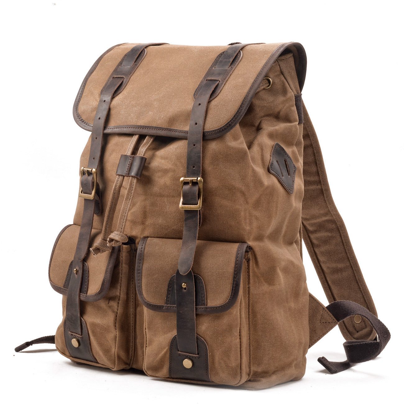 Large Capacity Canvas Stitching Crazy Horse Leather Hiking Backpacks