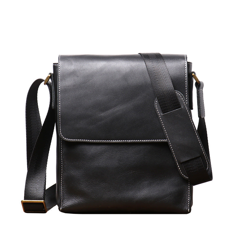 Men's Crazy Horse Leather Genuine Handmade Simple Men's Messenger Bags