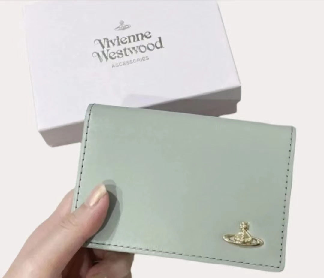 British Niche Saturn Solid Color Clutch Card Holder
