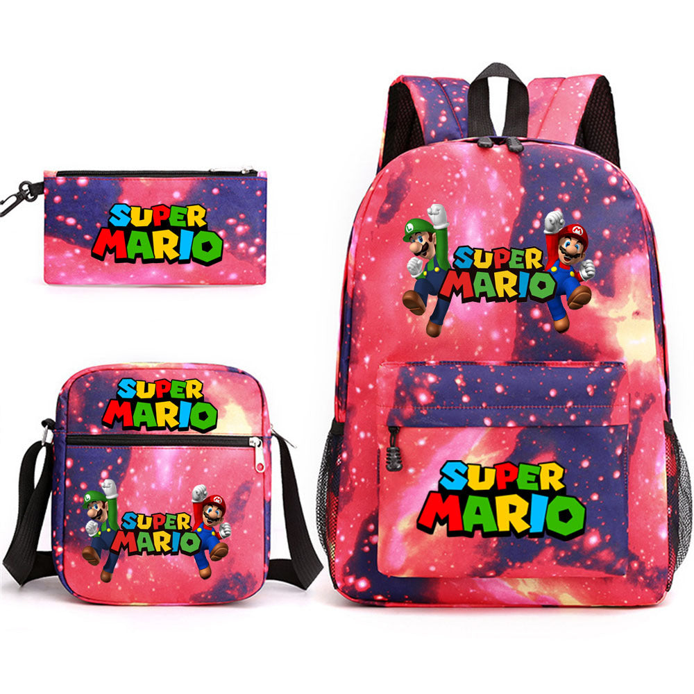 Game Mario Super Mary Three-piece Cartoon Middle School Students' Schoolbags