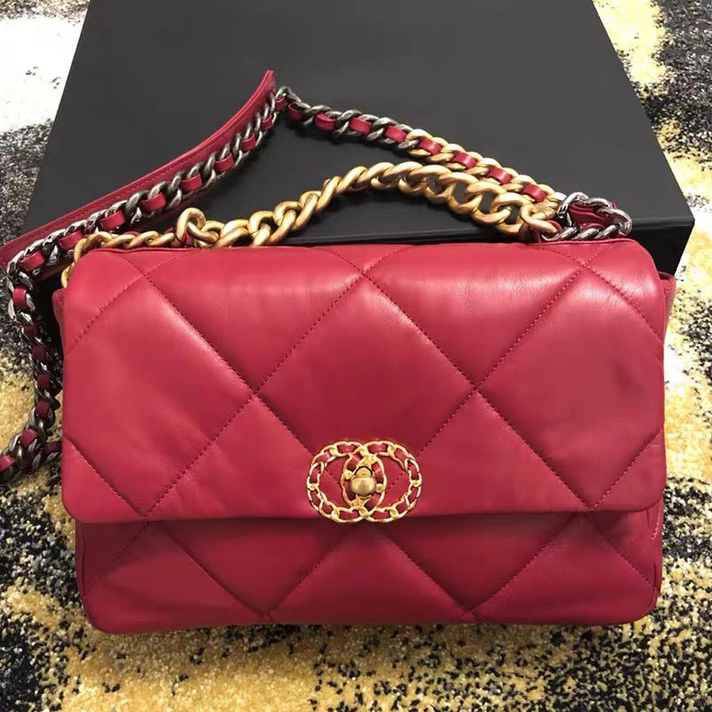 Women's Flap Diamond Pattern Big Soft Leather Bags