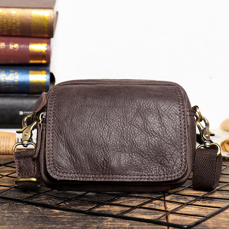 Men's Retro Frosted Leather Mobile Pouch Men's Messenger Bags