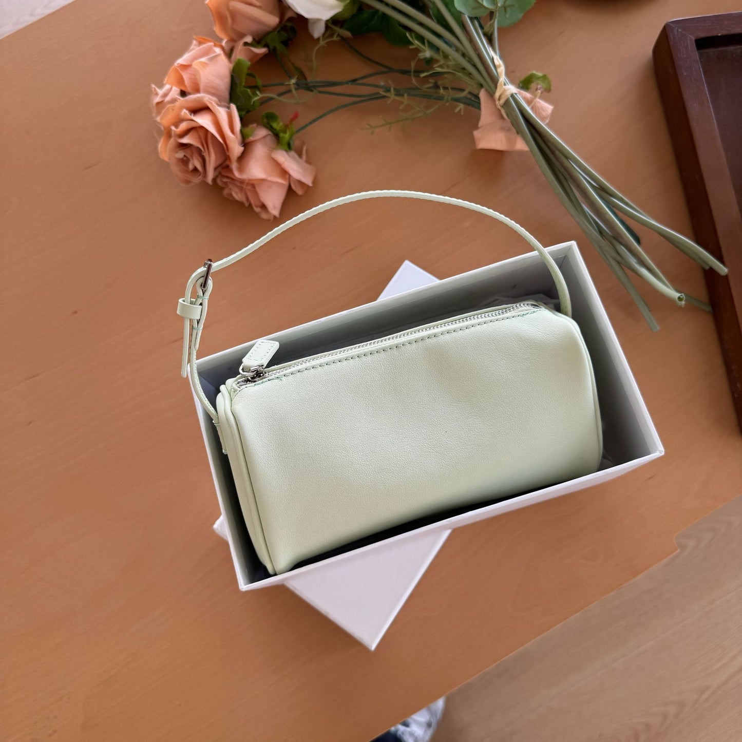 Sheepskin Leather Pen Suede Underarm Genuine Handbags