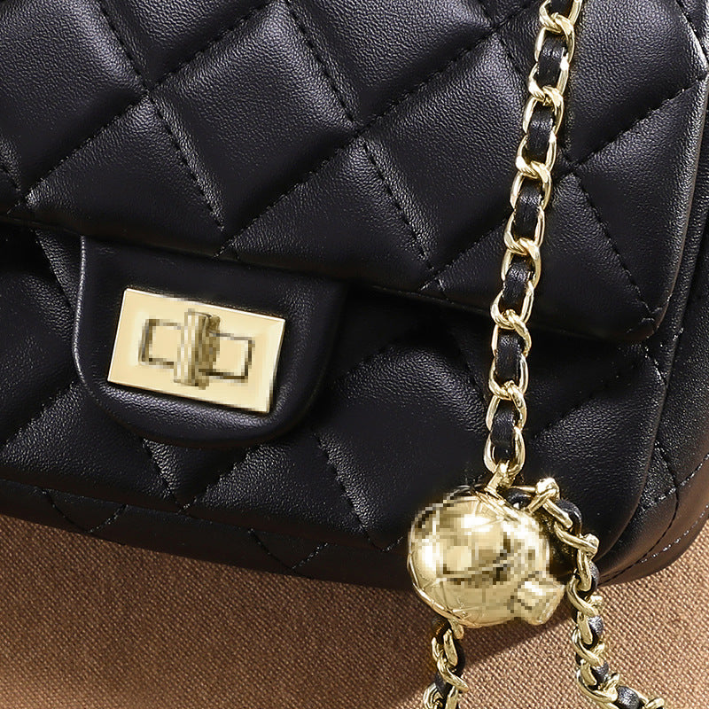Women's Trendy Genuine Leather Fashion Rhombus Chain Shoulder Bags