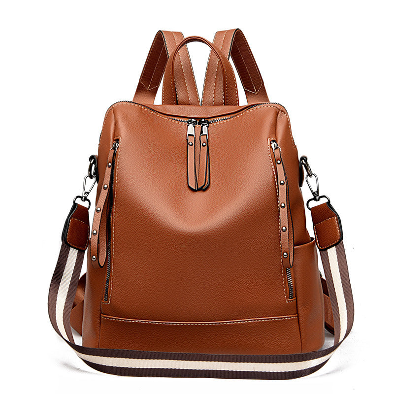 Women's Genuine Leather Korean Versatile Large Capacity Backpacks
