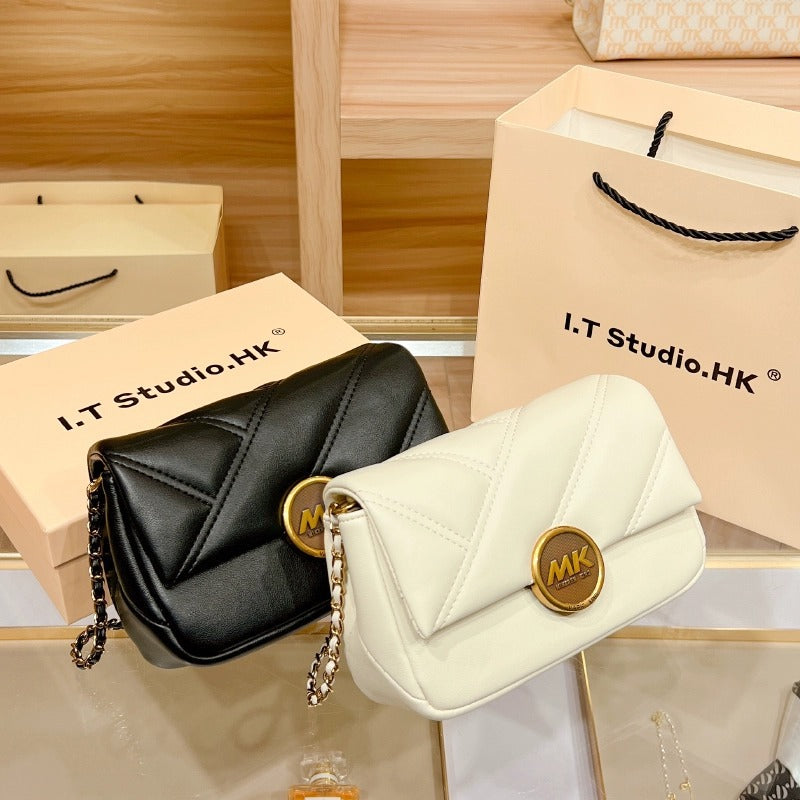 Women's Genuine Leather Rhombus Chain Fashionable Fashion Small Square Bags