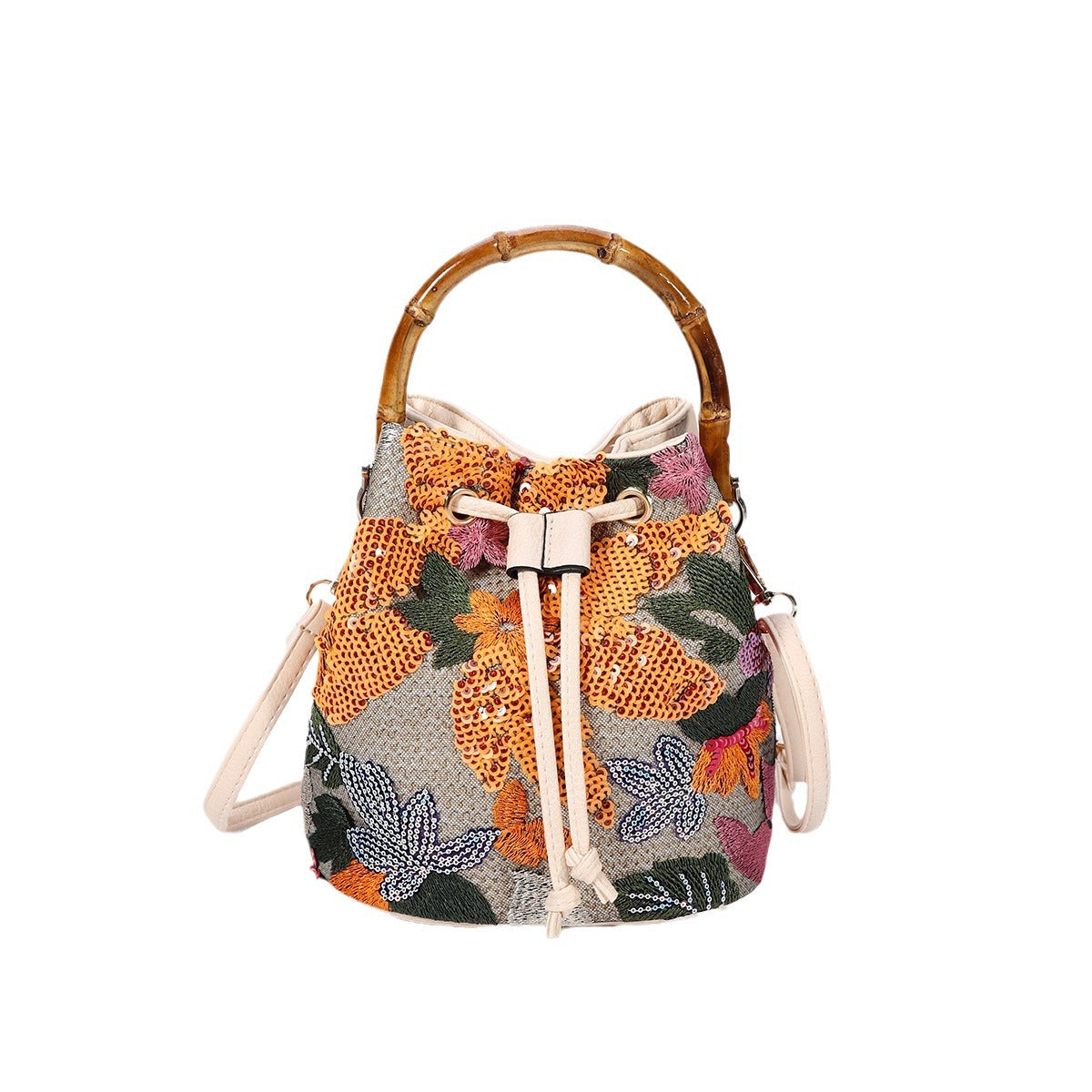Women's High-grade Sequined Bamboo Niche Summer Popular Bucket Bags