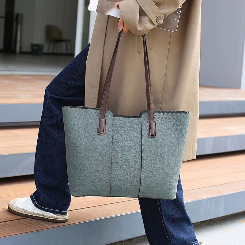 Women's Large Capacity Leather Graceful Niche Commuter Tote Bags