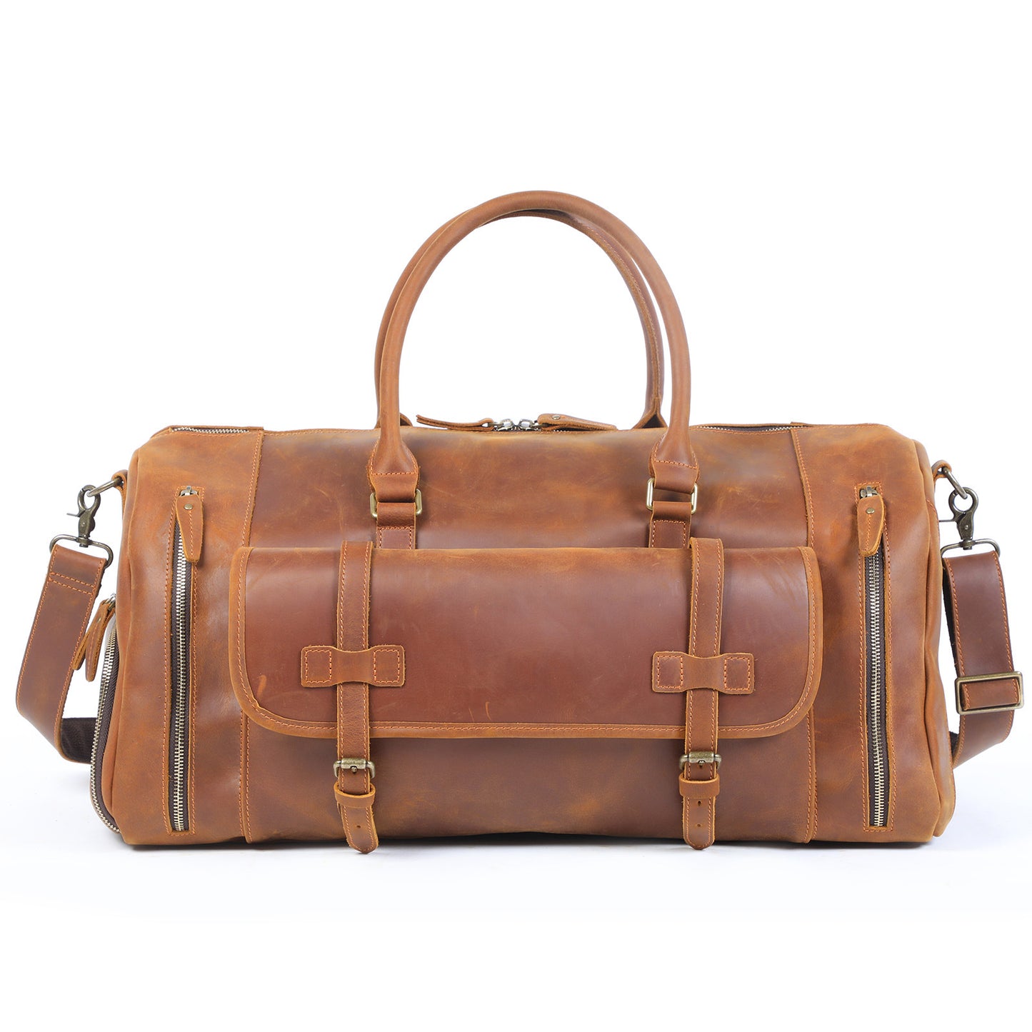 Men's Large Capacity First Layer Leather Vintage Travel Bags