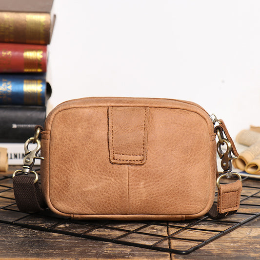 Men's Retro Frosted Leather Mobile Pouch Men's Messenger Bags