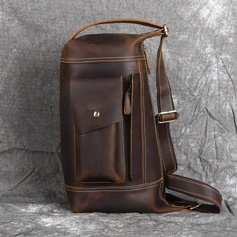 Men's First Layer Cowhide Vertical Handmade Leather Men's Messenger Bags
