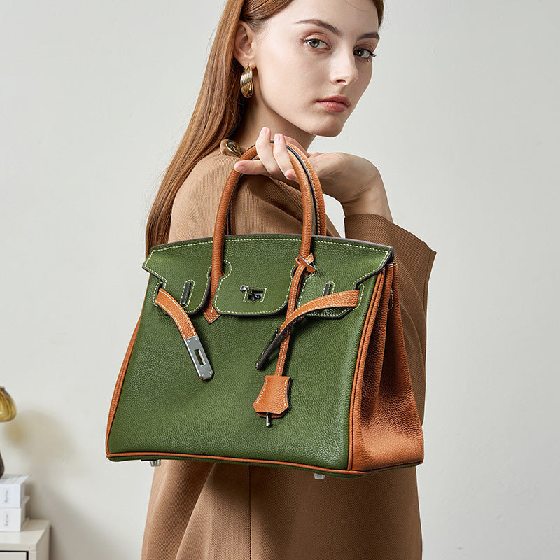 Women's Platinum Leather Large Capacity Niche High-grade Tote Bags