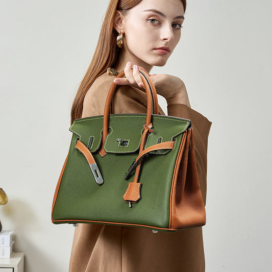 Women's Platinum Leather Large Capacity Niche High-grade Tote Bags