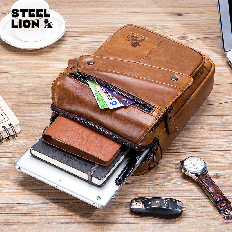 Men's First Layer Cowhide Retro Trendy Large Men's Shoulder Bags