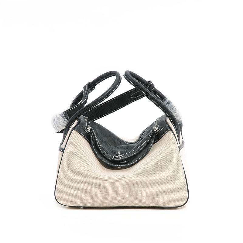 Women's Classic First Layer Cowhide With Linen Shoulder Bags