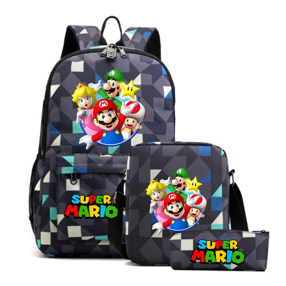 Game Mario Super Mary Three-piece Cartoon Middle School Students' Schoolbags