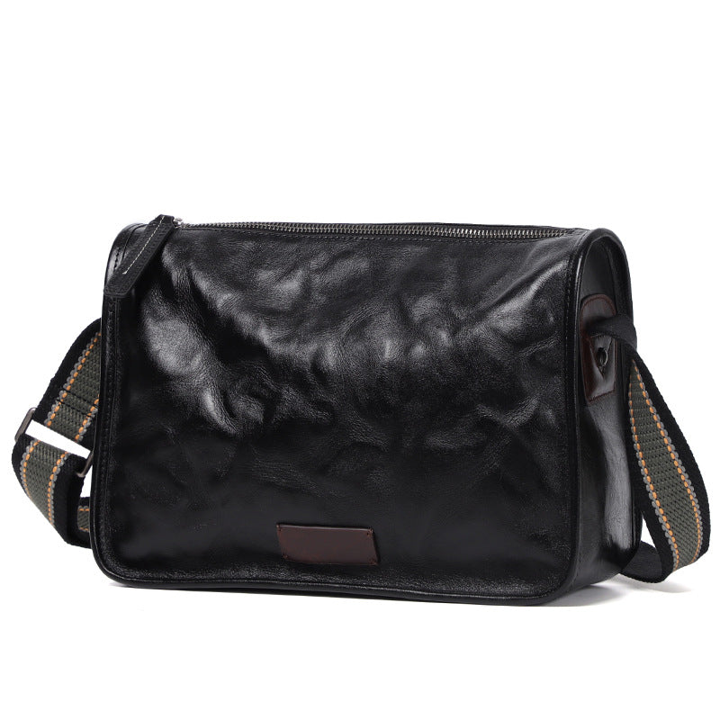 Men's Streaming First Layer Cowhide Genuine Leather Men's Messenger Bags