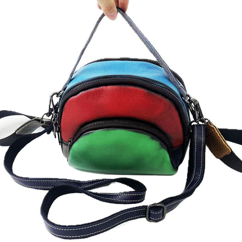 Women's Leather First Layer Cowhide Portable Brushed Crossbody Bags