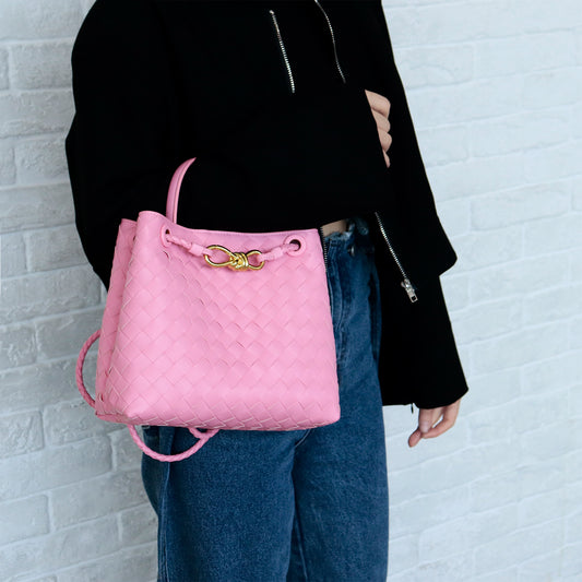 Women's Trendy Fashion Rhombus Genuine Leather Woven Shoulder Bags