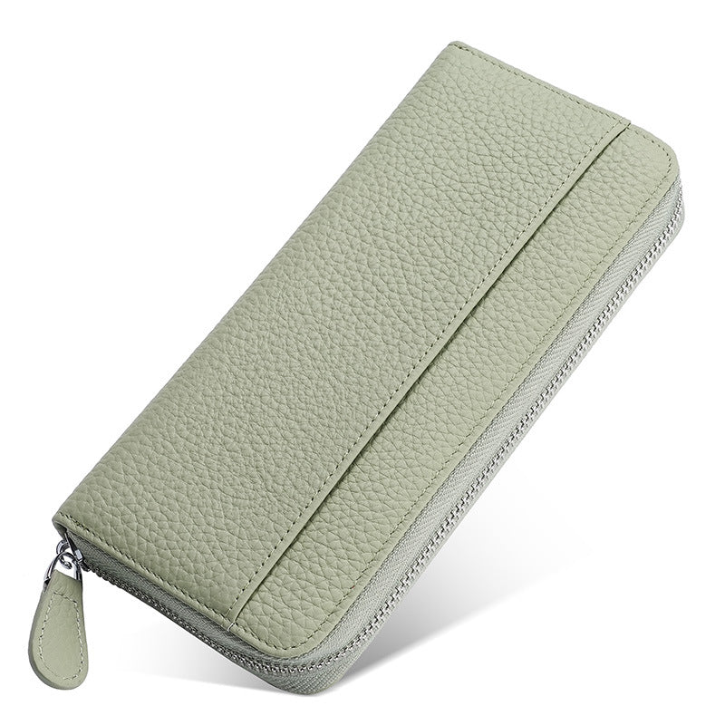Leather Long Swiping Storage Top Layer Card Holder