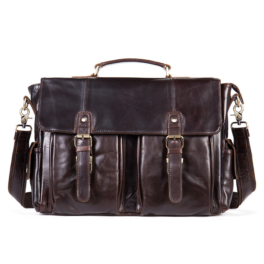 Men's Retro Genuine Leather Inch Computer Cowhide Men's Messenger Bags