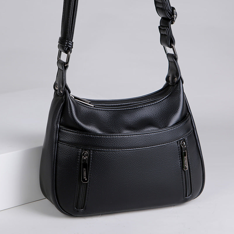 Women's Mother Double Main Soft Leather Large Crossbody Bags
