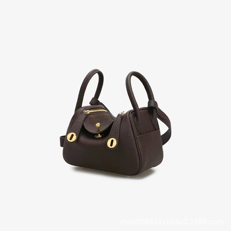 Women's Top Layer Cowhide Mini Lindy Genuine Leather Doctor Shoulder Bags