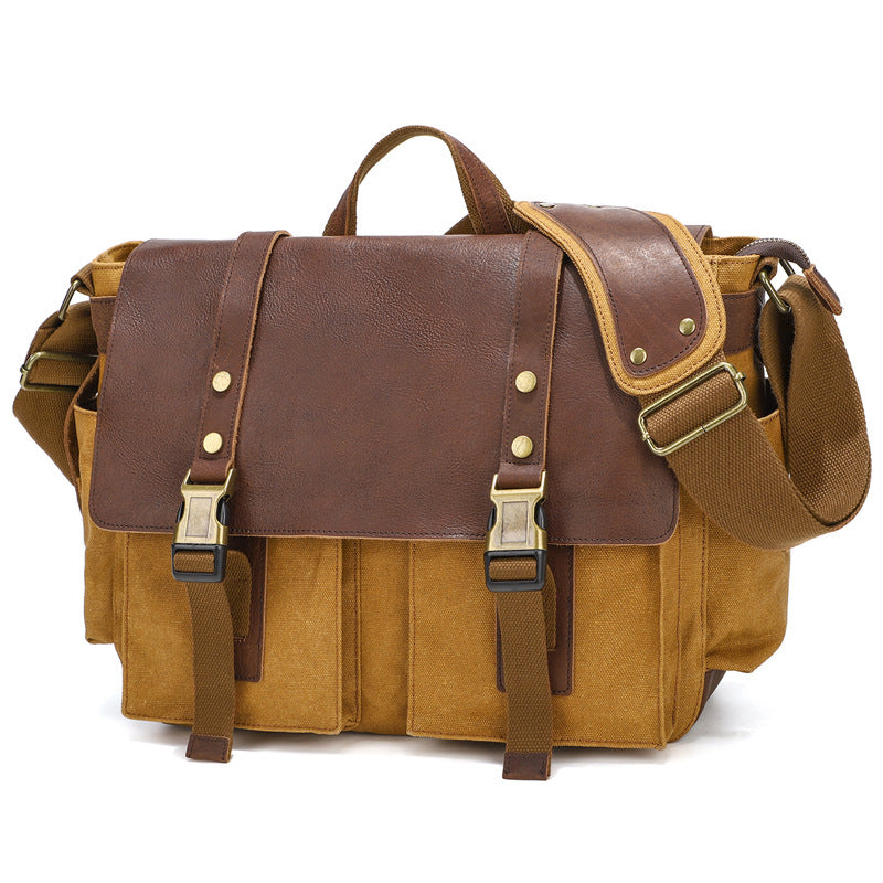 Men's Retro Oil Wax Canvas With First Men's Messenger Bags