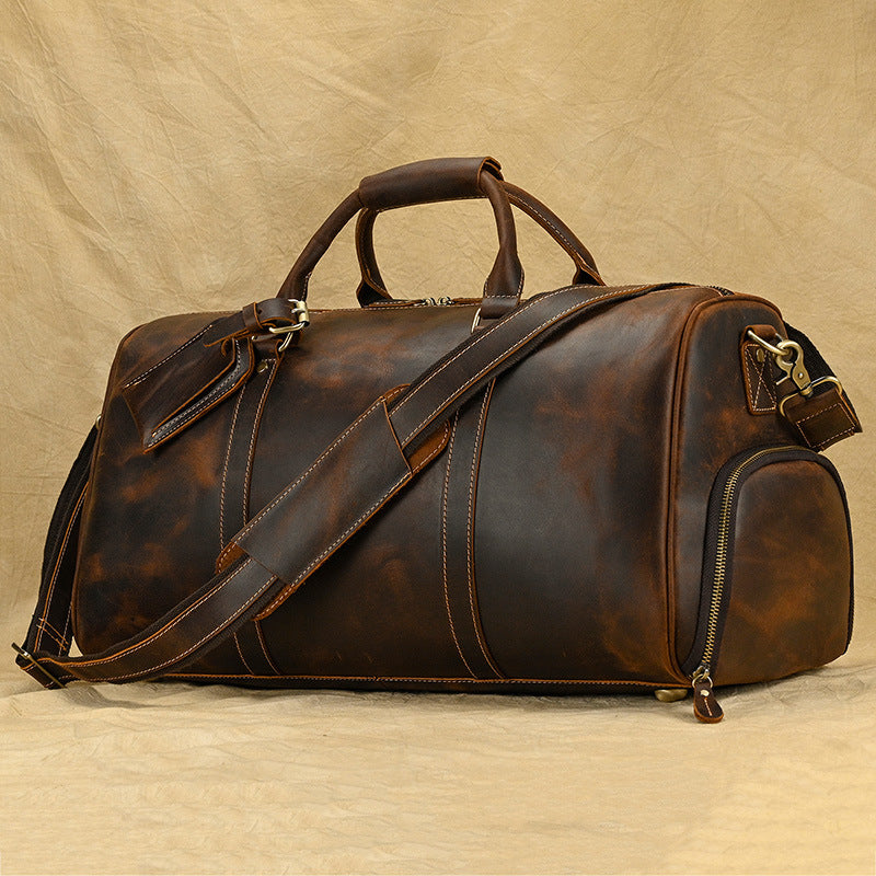 Print Crazy Horse Leather Fitness Inch One Handbags