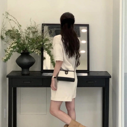 Color Contrast Patchwork Canvas Car Portable Crossbody Bags