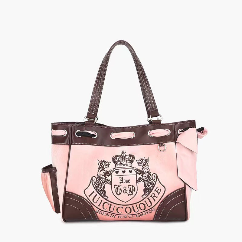 Letter Embroidered Large Capacity American Vintage Shoulder Bags