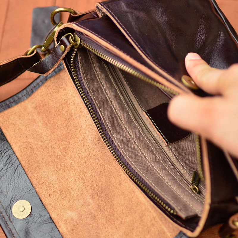 Men's Zipper Cover Type High Texture Pleated Design Men's Messenger Bags