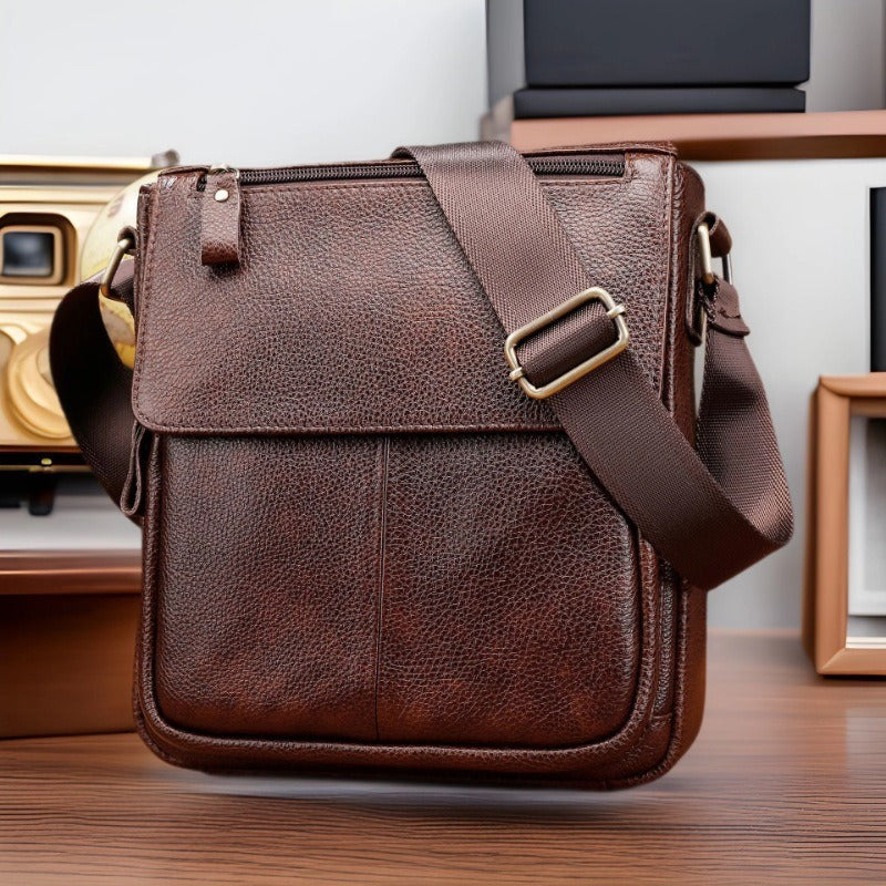 Men's First Layer Cowhide Trendy Fashion Men's Shoulder Bags