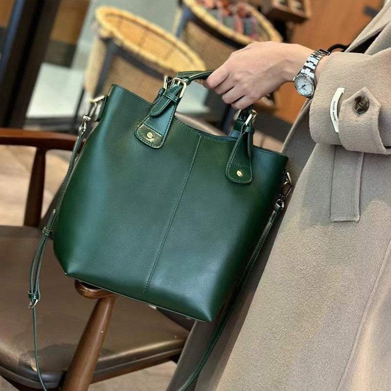 Women's Classic Vegetable Basket Genuine Leather Large Bags