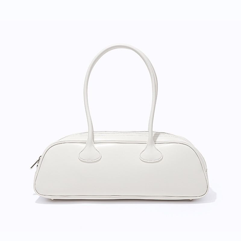 Korean Style Niche Retro Bowling Versatile Cowhide Underarm Bags