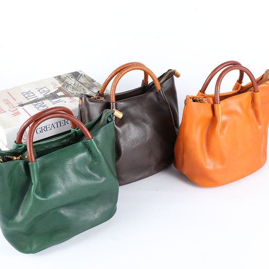 Women's Retro First Layer Cowhide Handmade Leather Bags